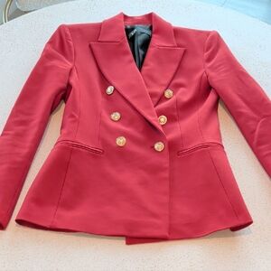 Zara Red Blazer with Gold Buttons